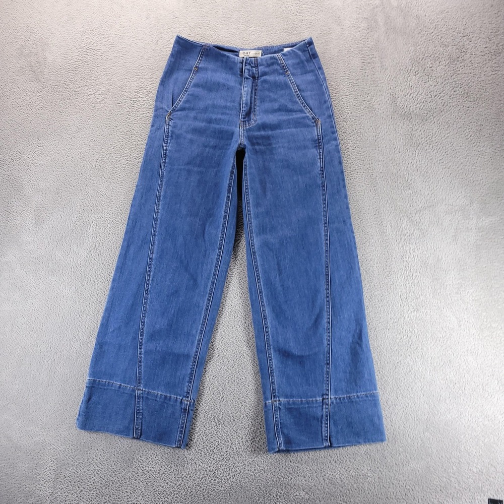 OAT New York Jeans Womens 0 Blue High Rise Wide Leg Crop Relaxed Cloud Luxe